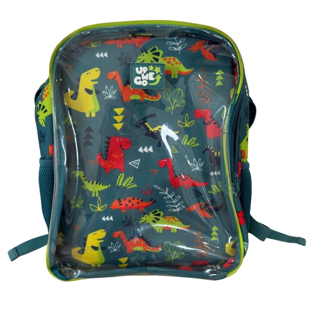 Up We Go Dinosaur Backpack Teal Blue Project Pocket Kids School Bag Reflective